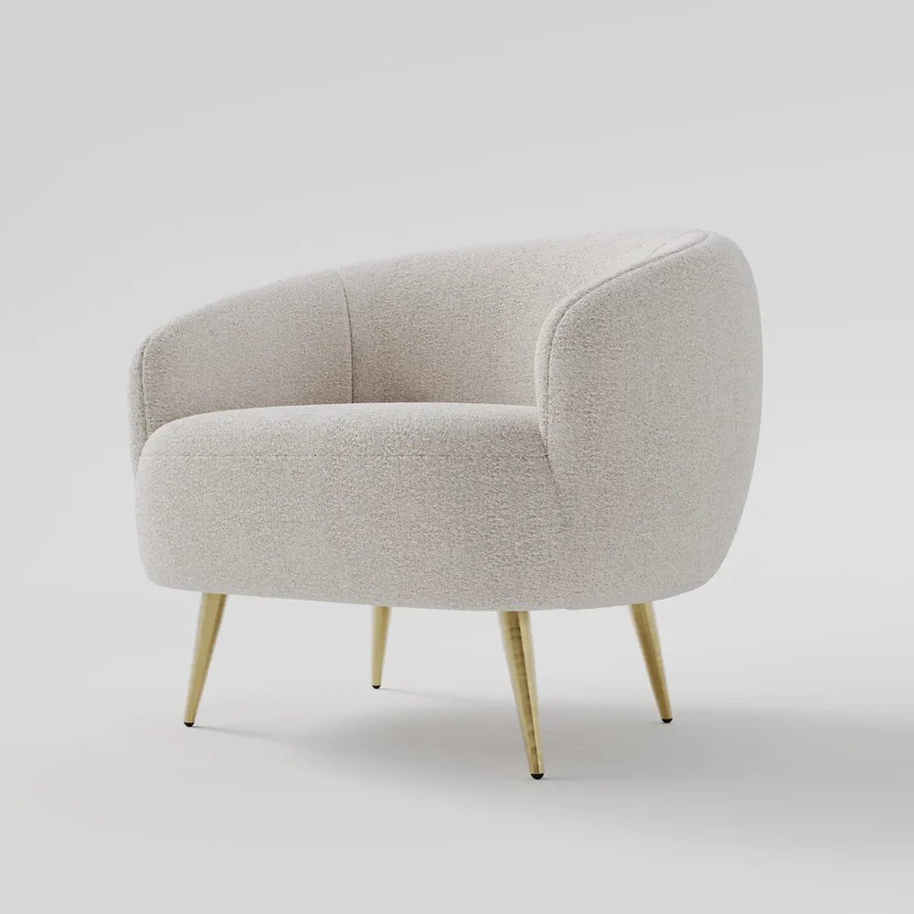 Reagan White Boucle ArmChair