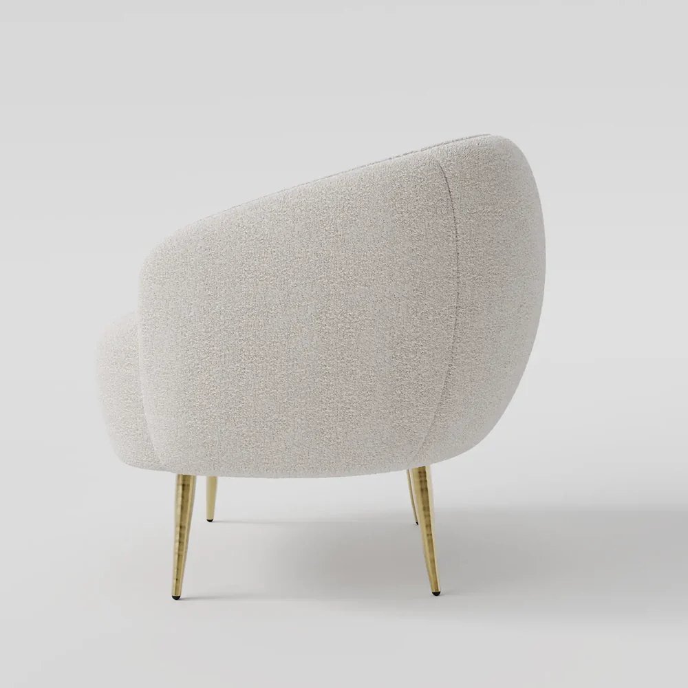 Reagan White Boucle ArmChair