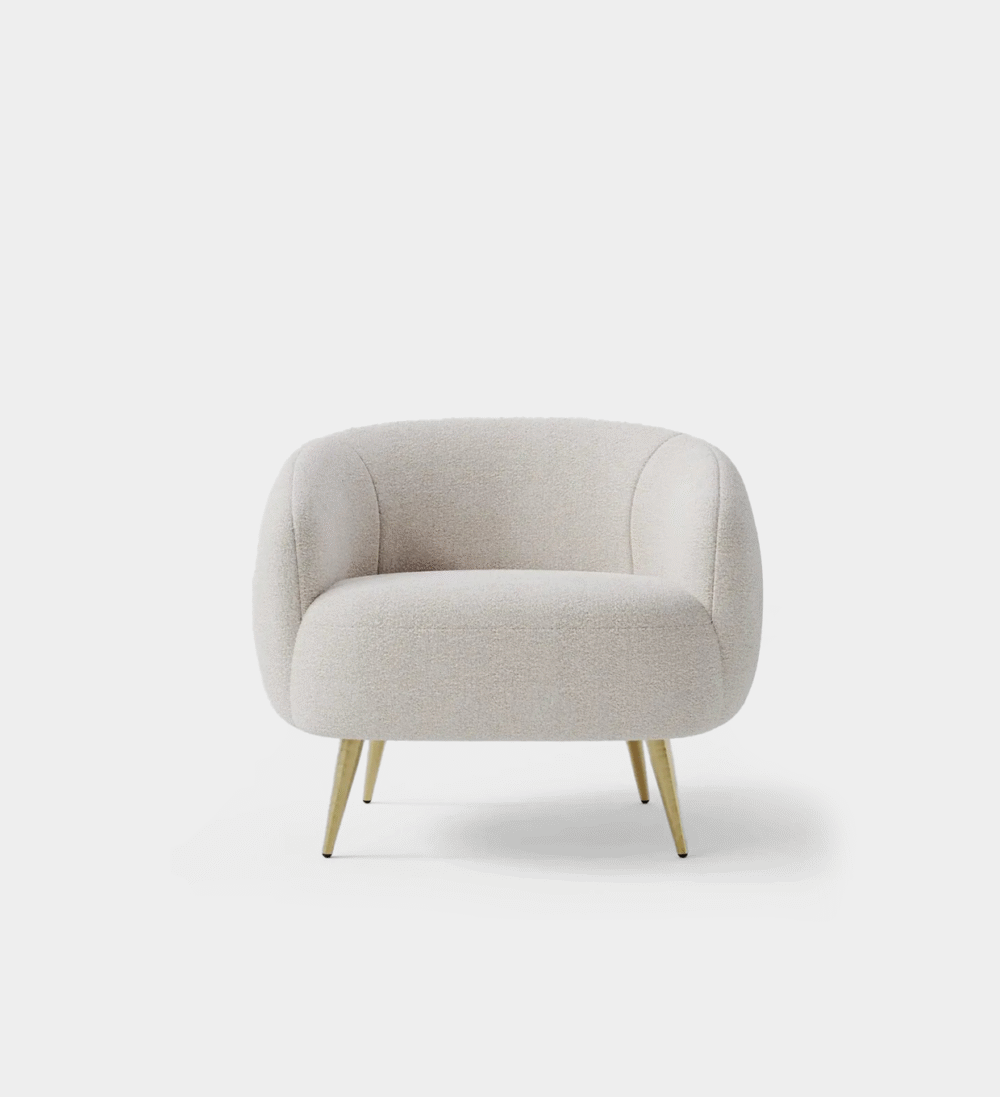 Reagan White Boucle ArmChair