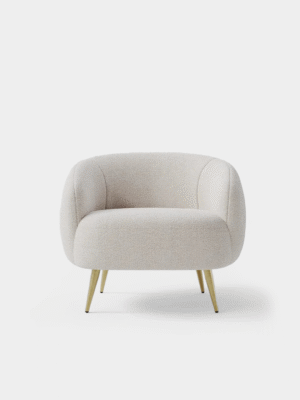 Reagan White Boucle ArmChair