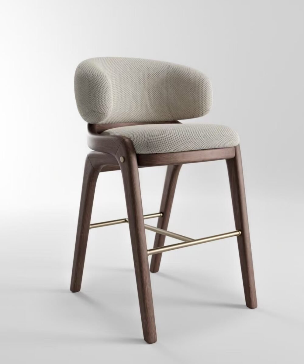 Riley Wooden Boucle Stool