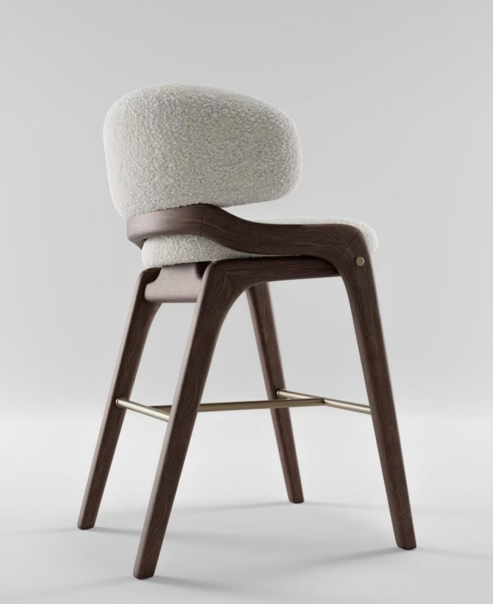 Riley Wooden Boucle Stool