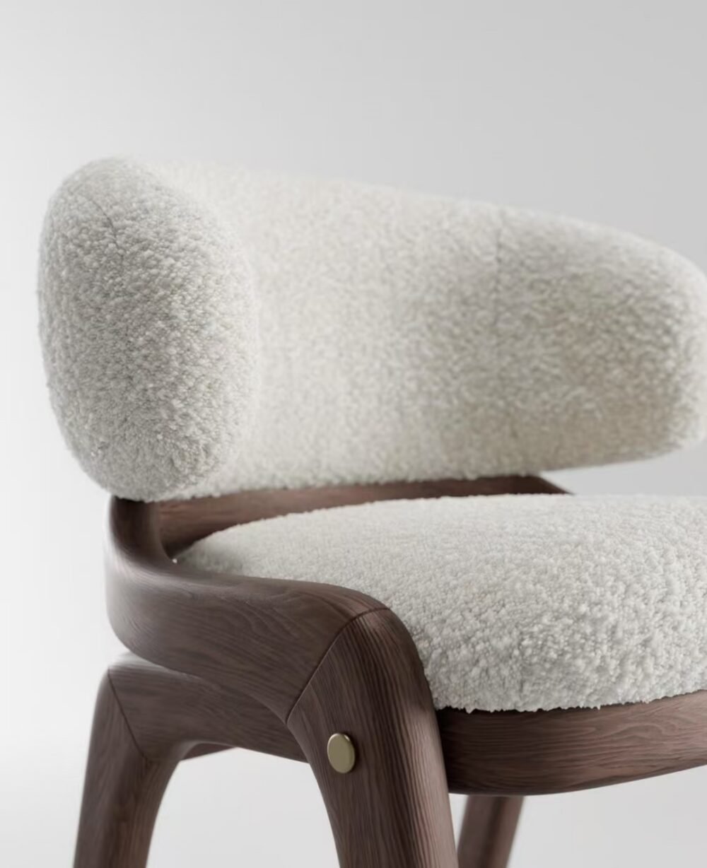 Riley Wooden Boucle Stool